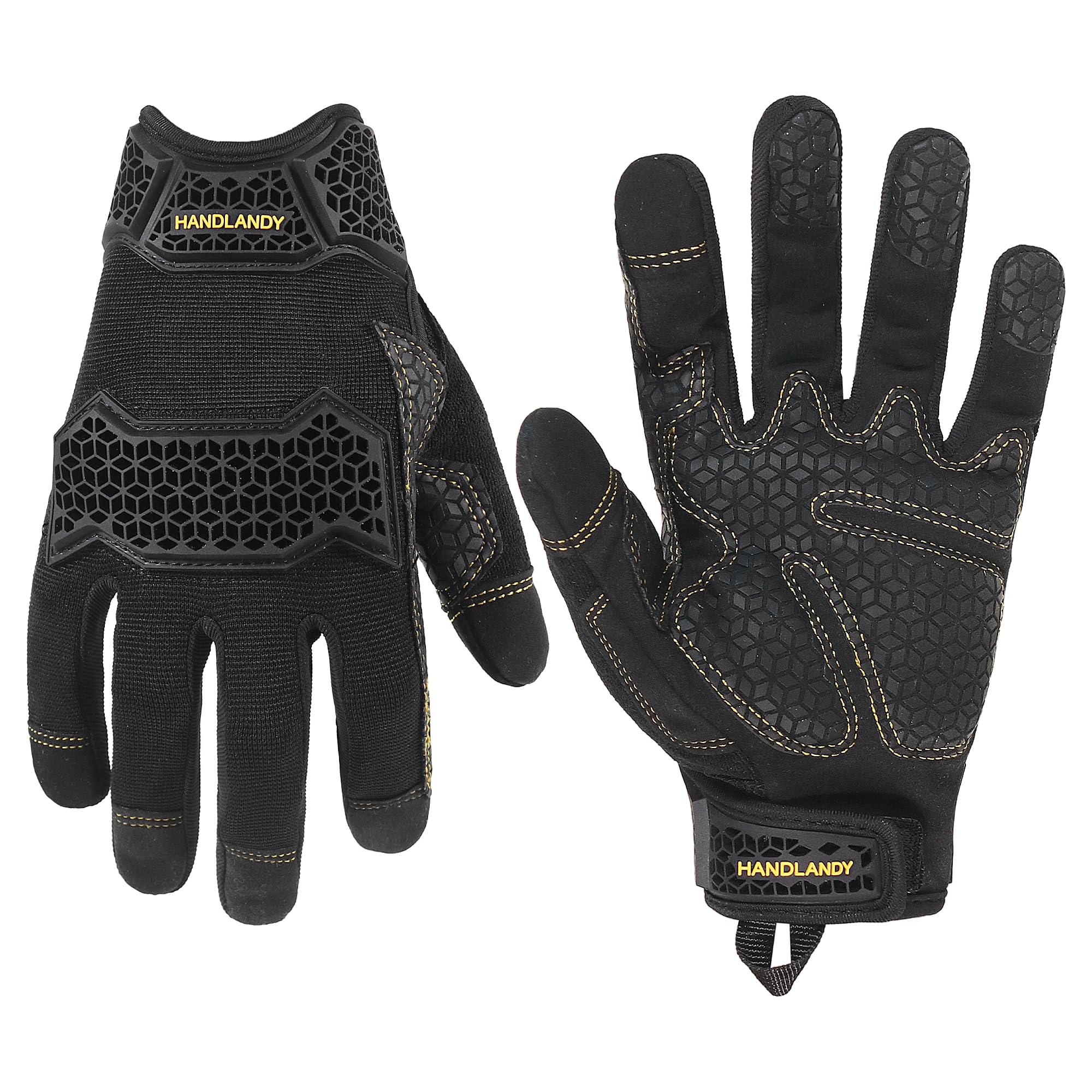 HANDLANDY Work Gloves for Men & Women, Utility Mechanic Working Gloves Touch Screen, Flexible Yard Work Gloves